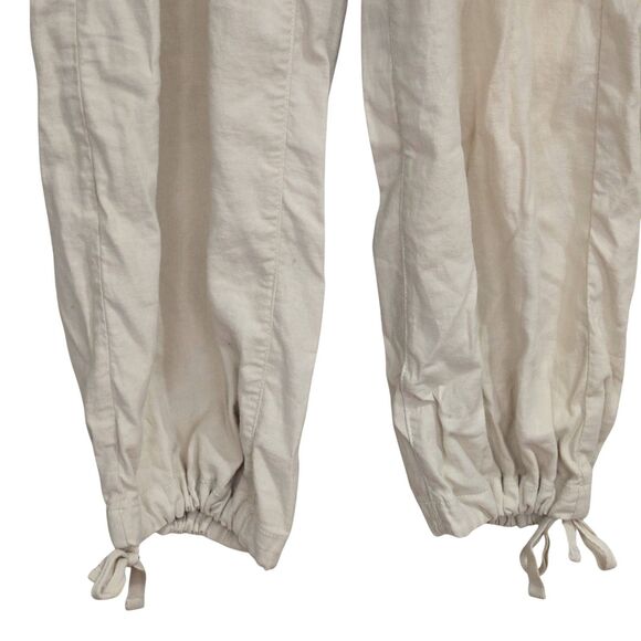 American Eagle Pants Womens Size 8 Tan Dreamy Drape Baggy Wide Leg Linen Cargo - Picture 7 of 13